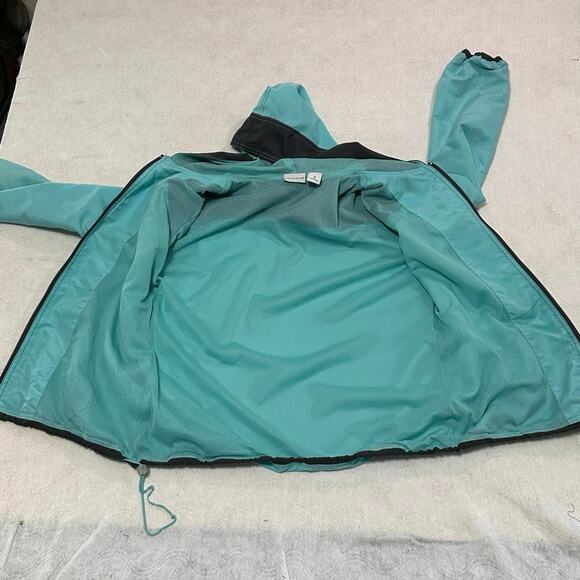 Kim Rogers jacket womens size medium teal with black trim & Pockets and hood - Picture 7 of 7